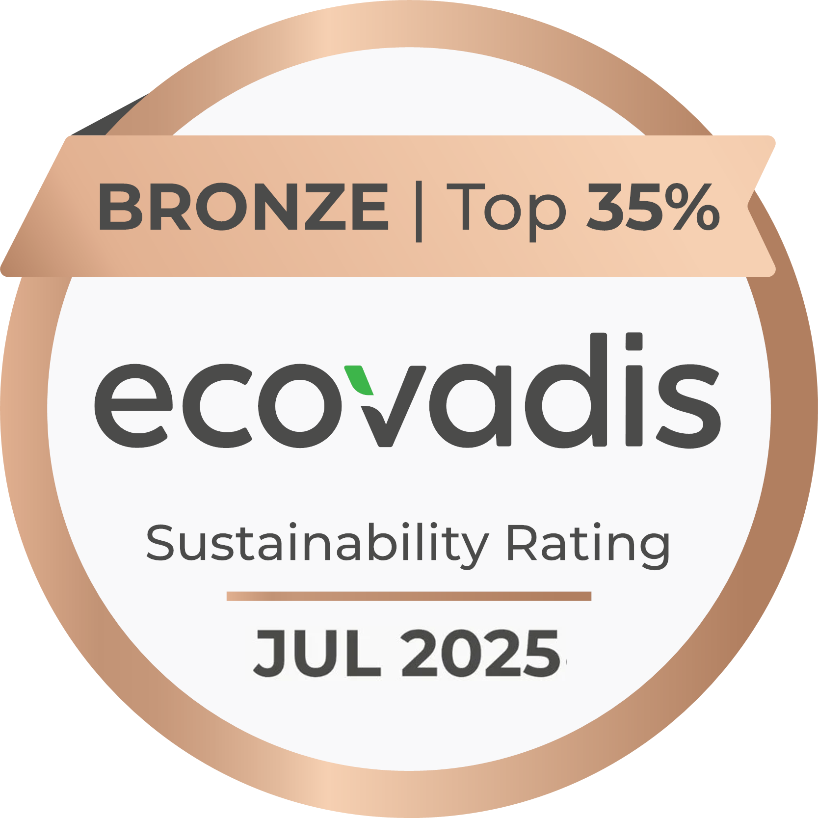 EcoVadis Bronze — Top 35% — Juillet 2025